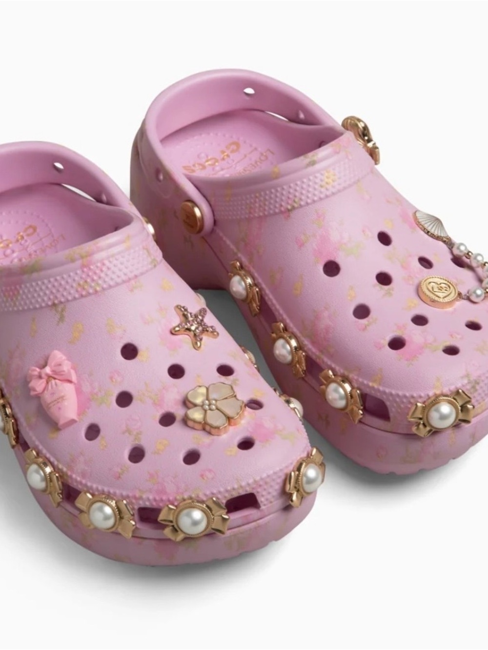 🐚💕Limited Edition LoveShackFancy Pink Pearl-Embellished Clogs - Picture 3 of 10